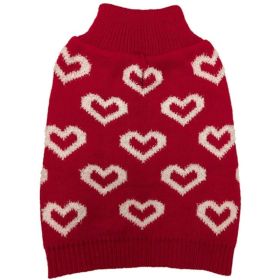 Fashion Pet All Over Hearts Dog Sweater Red - Small